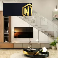 KỆ CẦU THANG KẾT HỢP TỦ TIVI MẪU 11